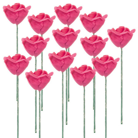Dollhouse Miniature Rose Stems-Rose/Set Of 12